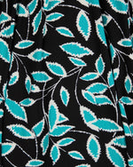 317 LEAF PRINT SOFT TOUCH SHIRRED BODICE BUTTON-UP MIDI DRESS