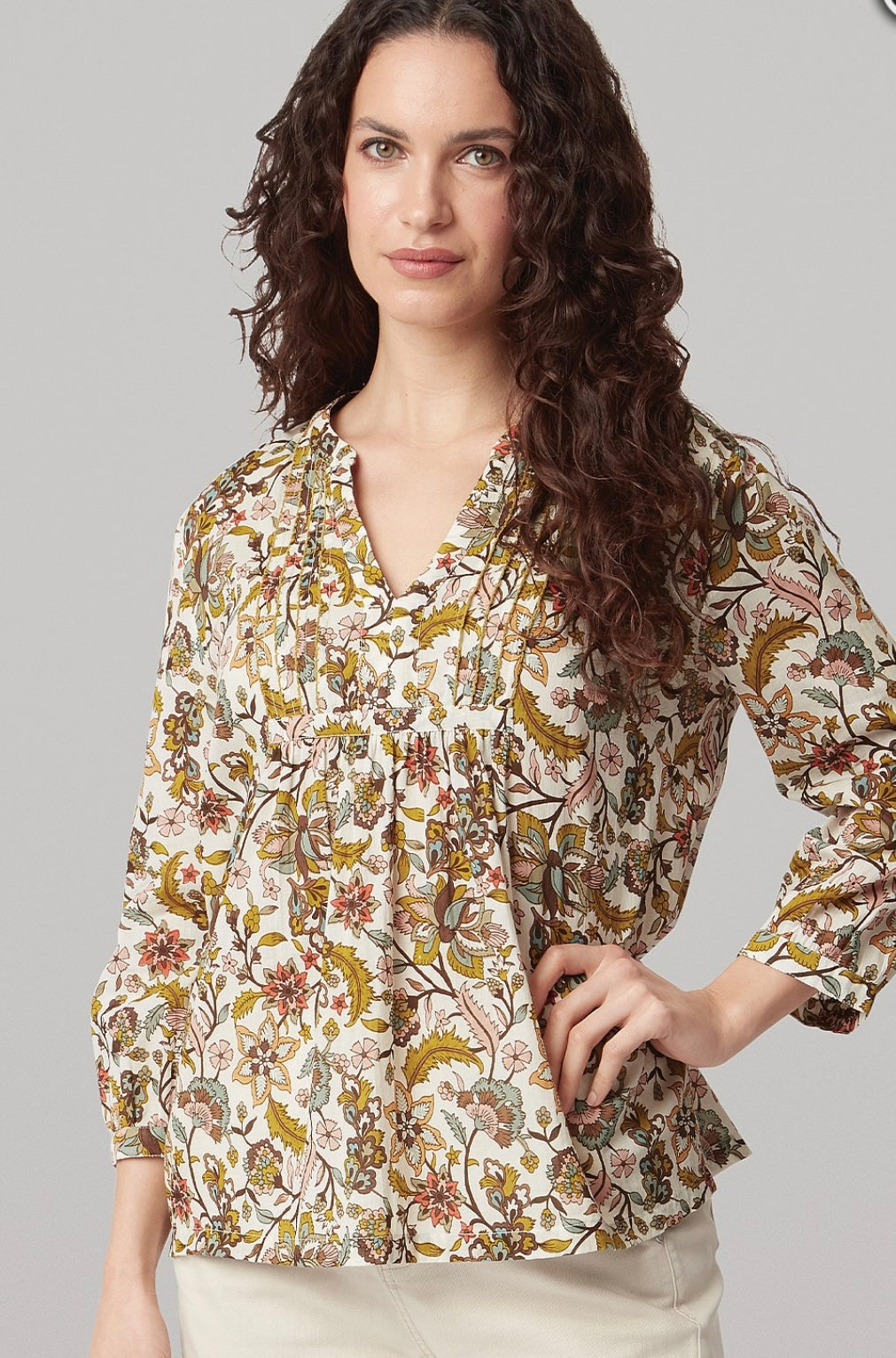 Lily Top Damask Print