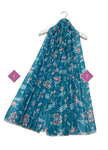 7835 Pretty Floral Print Frayed Scarf