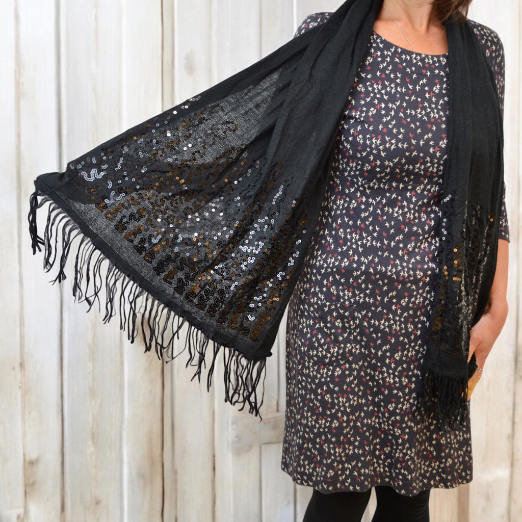 Black Sequin Scarf