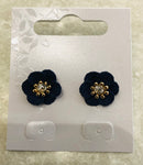 205723 Navy Flower Stud Earrings