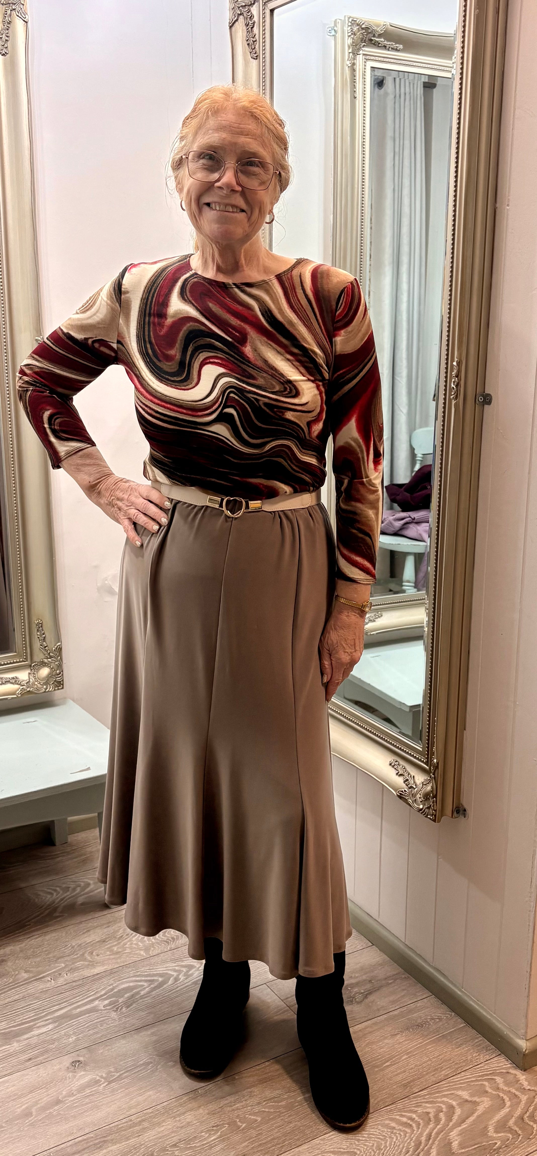 3090-3791 Maroon Swirl Top