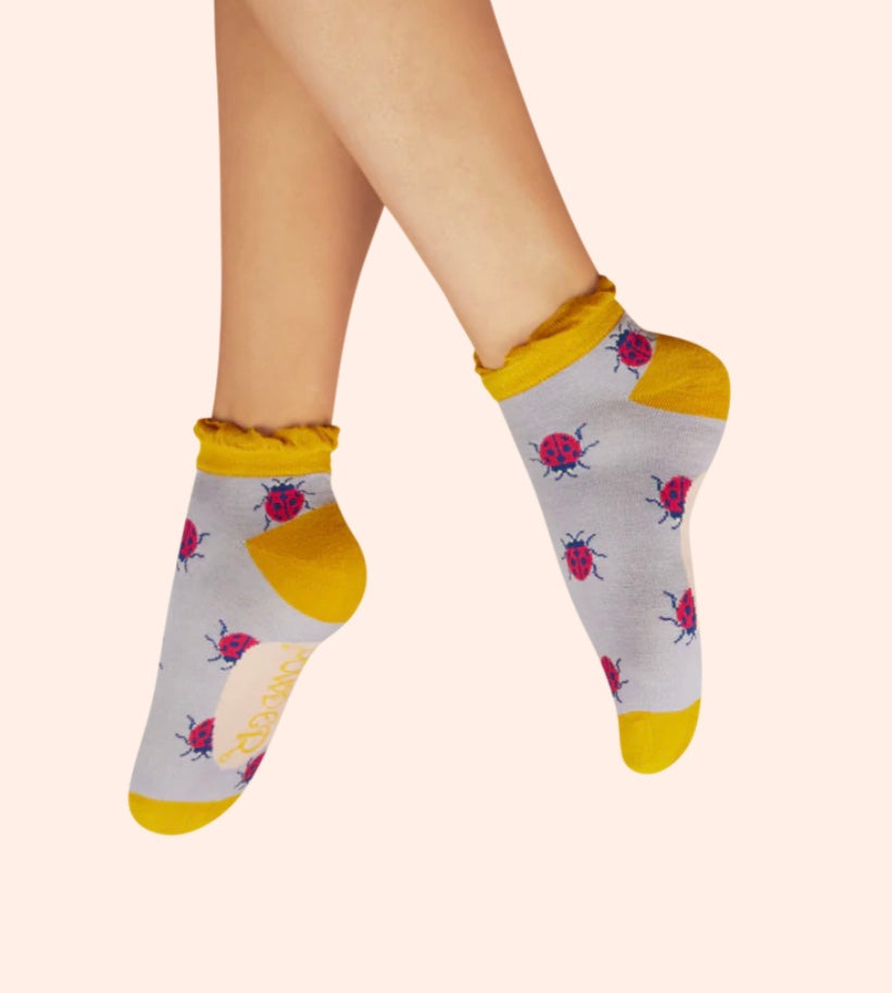 SOC748 Bamboo Lovely Ladybirds Trainer Socks