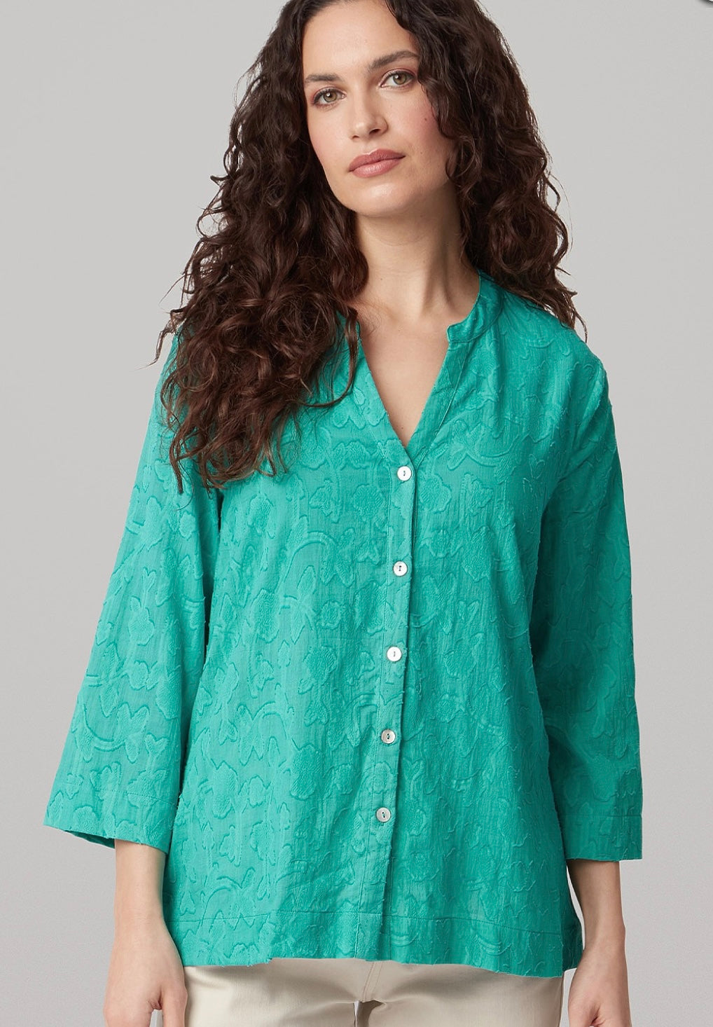 Cotton Jacquard Avery Top - Peacock