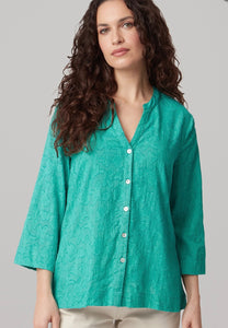 Cotton Jacquard Avery Top - Peacock