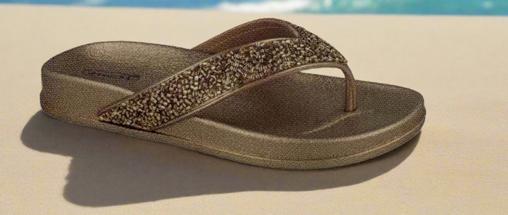 F00246 Rose Gold Sparkle Flip Flops