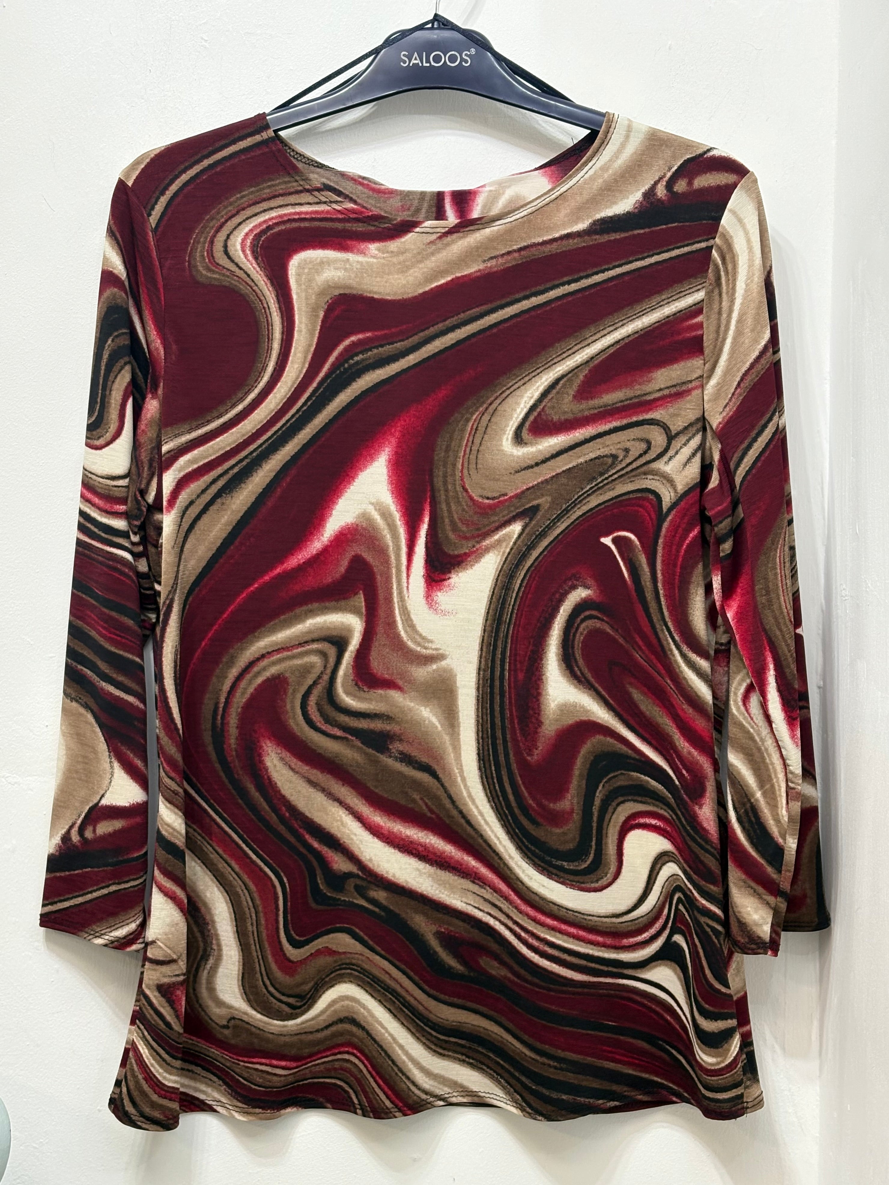 3090-3791 Maroon Swirl Top