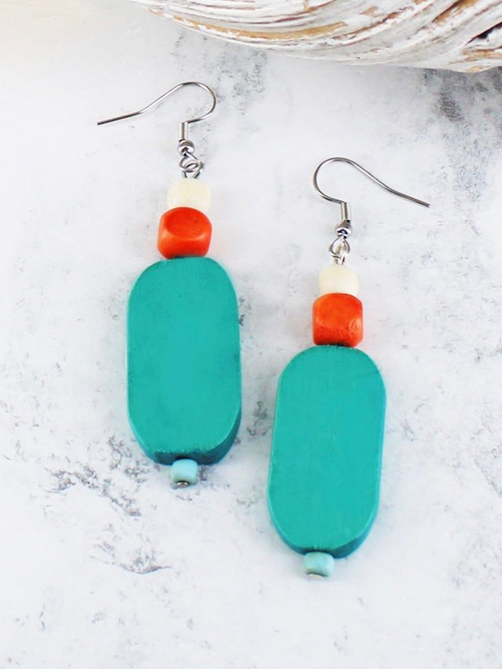 BB6304 WOODEN BEAD EARRING