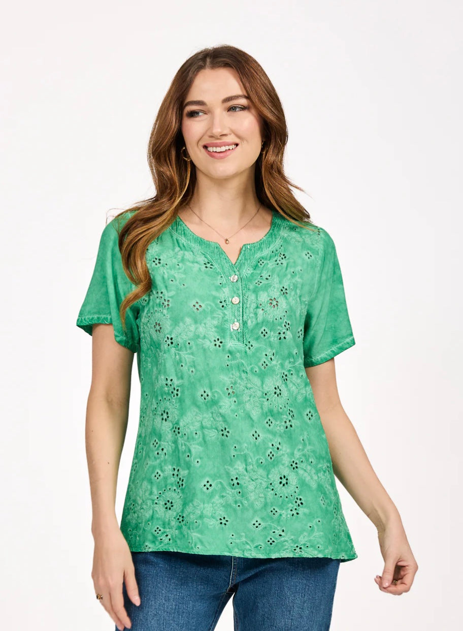 635 EMBROIDERY ANGLAISE EMBELLISHED TOP