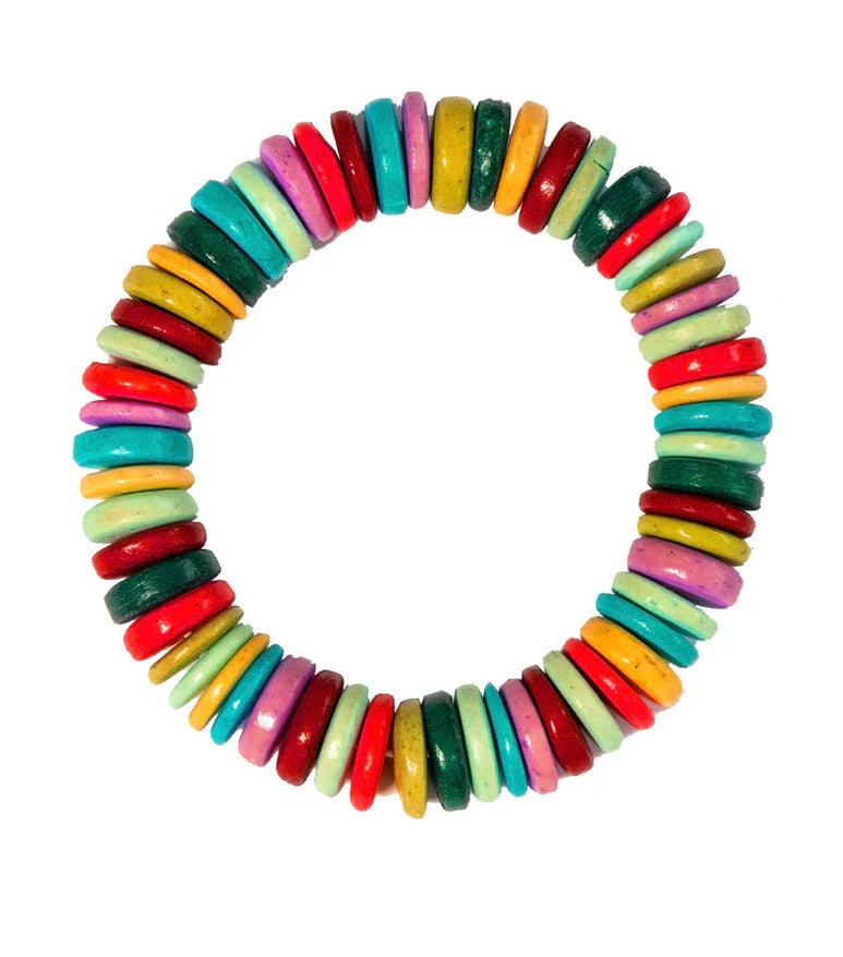 HAB2 Wood Disc Rainbow Bracelet