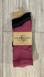 QB LADIES 3 PACK PLAIN BAMBOO SOCKS