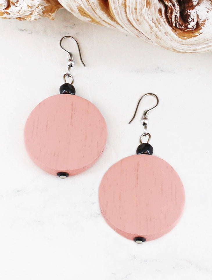 FB1506 Wooden Disc Earrings
