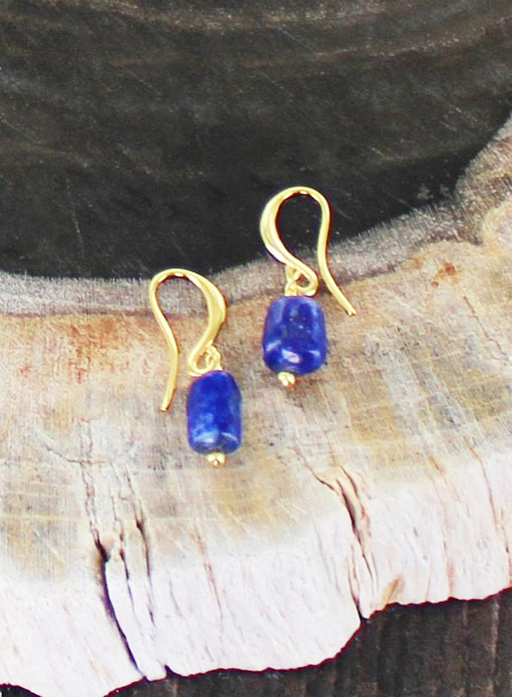 GP433LP SIMPLE LAPIS LAZULLI DROP EARRING [GOLD PLATE]