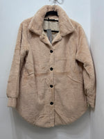 9825 Plain Faux Fur Shacket