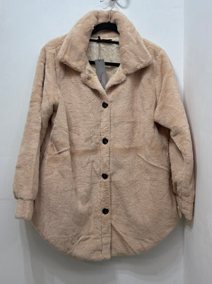 9825 Plain Faux Fur Shacket