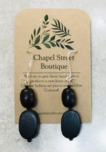 Wood & Silver 2 tier Earrings