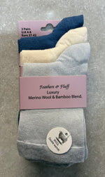 SE202 3 Pack Merino Wool & Bamboo Blend Plain Socks