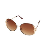8713 PATTERNED FRAMED SUNGLASSES WITH DECORATIVE FLOWER DEISGN