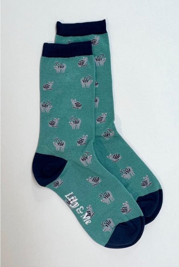 Lms19 BAMBOO CLAUDIA CAT PRINT SOCKS