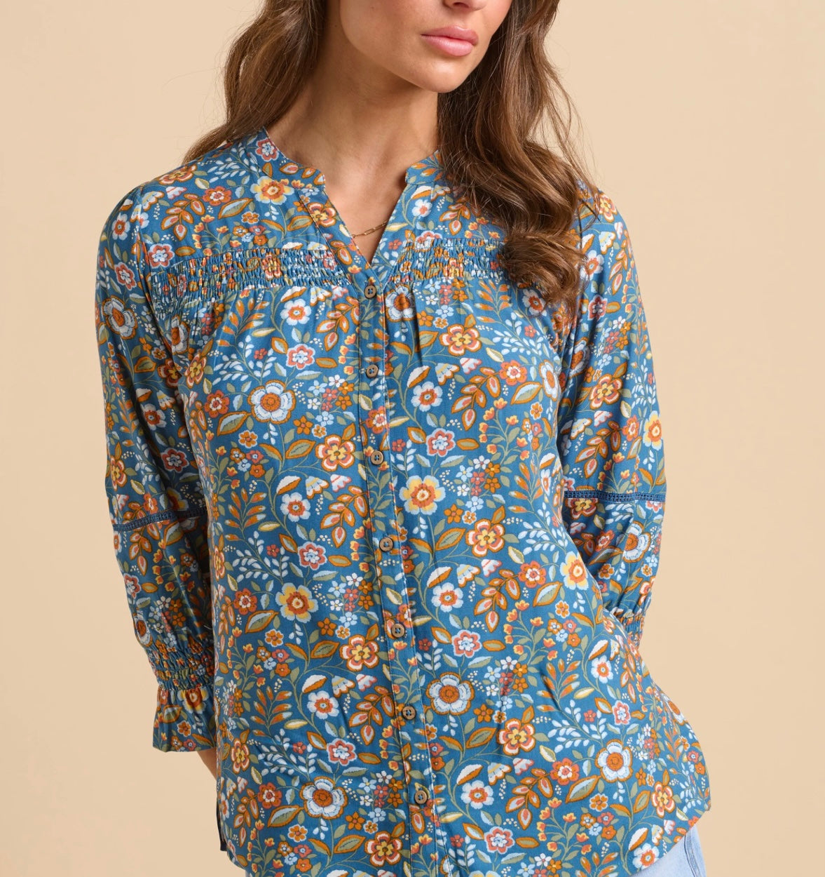 Navy Secret Garden Blouse