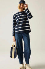 RWK051 Avira Sweatshirt | Navy White Stripe