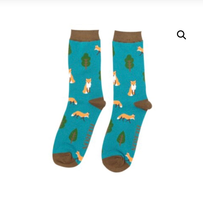 Mh317 Fox in the Wood Bamboo Socks