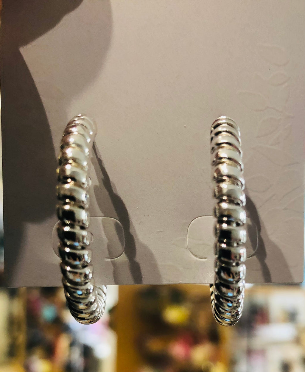 205736 Silver Twisted Hoop Earrings