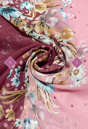 3535 Dotty Ombré Floral Print Chiffon Scarf