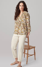 Lily Top Damask Print