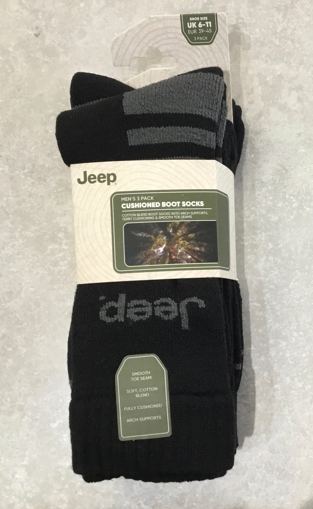 Jeep Cushion Boot Socks 3 pack