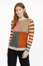 308 COLOUR BLOCK STRIPE SPECKLED KNIT JUMPER