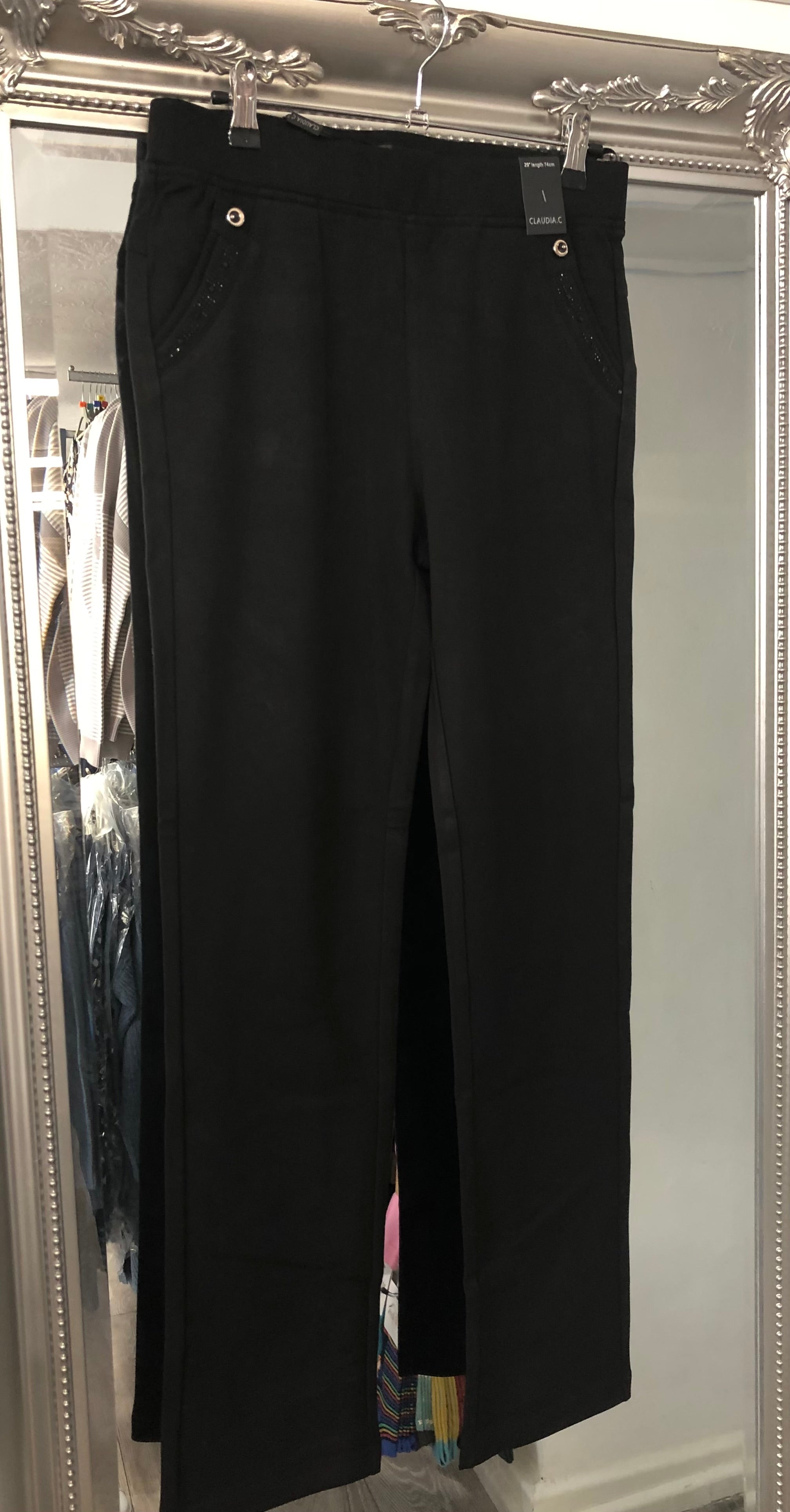 11378 Black Smart Pull up Trouser