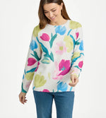 235 FLORAL PRINT FLUFFY YARN JUMPER