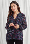 Sana Print Zelia Top - Navy Mix