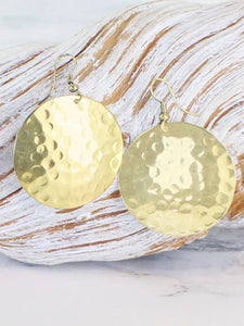 KH1311 Beaten Metal Disc Earrings