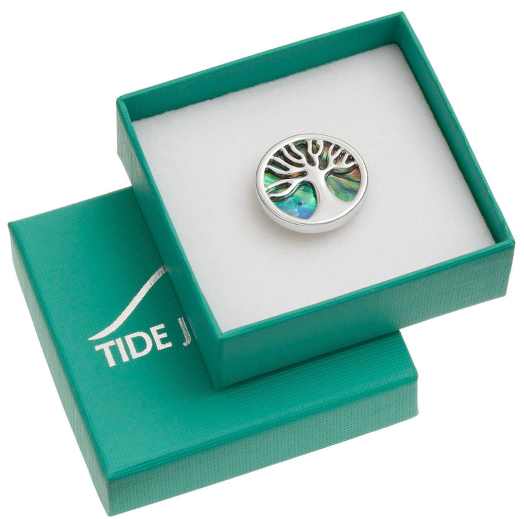 Tj368 Paua Shell Tree of Life Pin Brooch