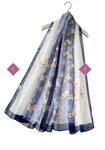 7460 Two Tone Elegant Floral Print Chiffon Scarf