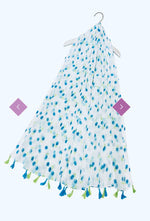 7947 Blueberry Print Tassel Scarf