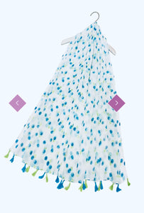 7947 Blueberry Print Tassel Scarf