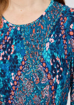 318 FLORAL PRINT SHIRRED SOFT TOUCH BODICE MIDI DRESS