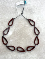 FB6202 SIMPLE WOODEN TEARDROP HOOP NECKLACE