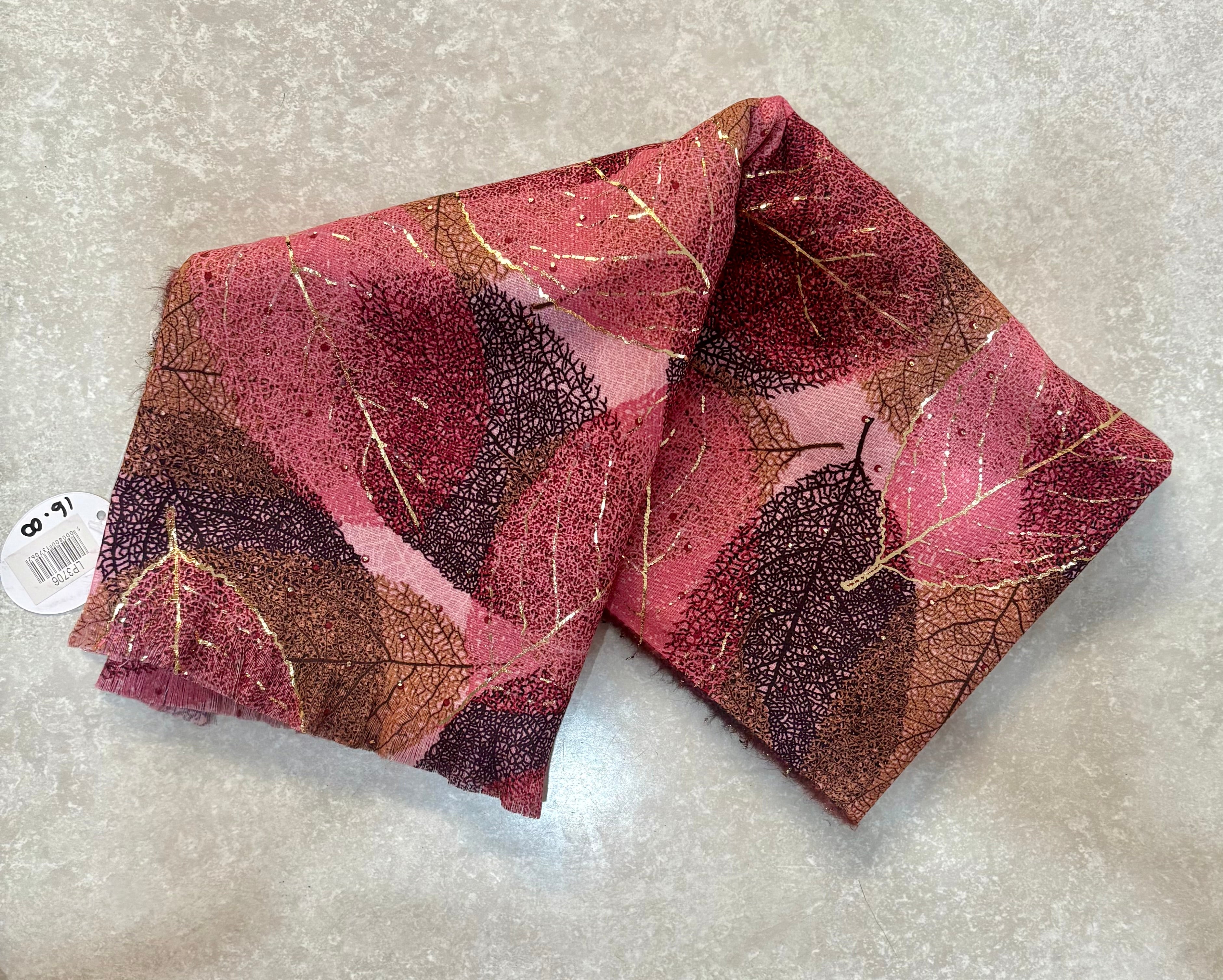 LP3706 Gold Leaf Print Scarf