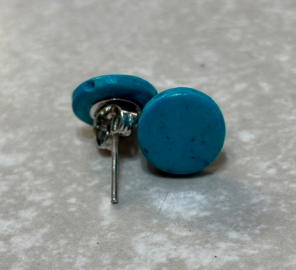 Coconut Shell Small Turquoise Studs