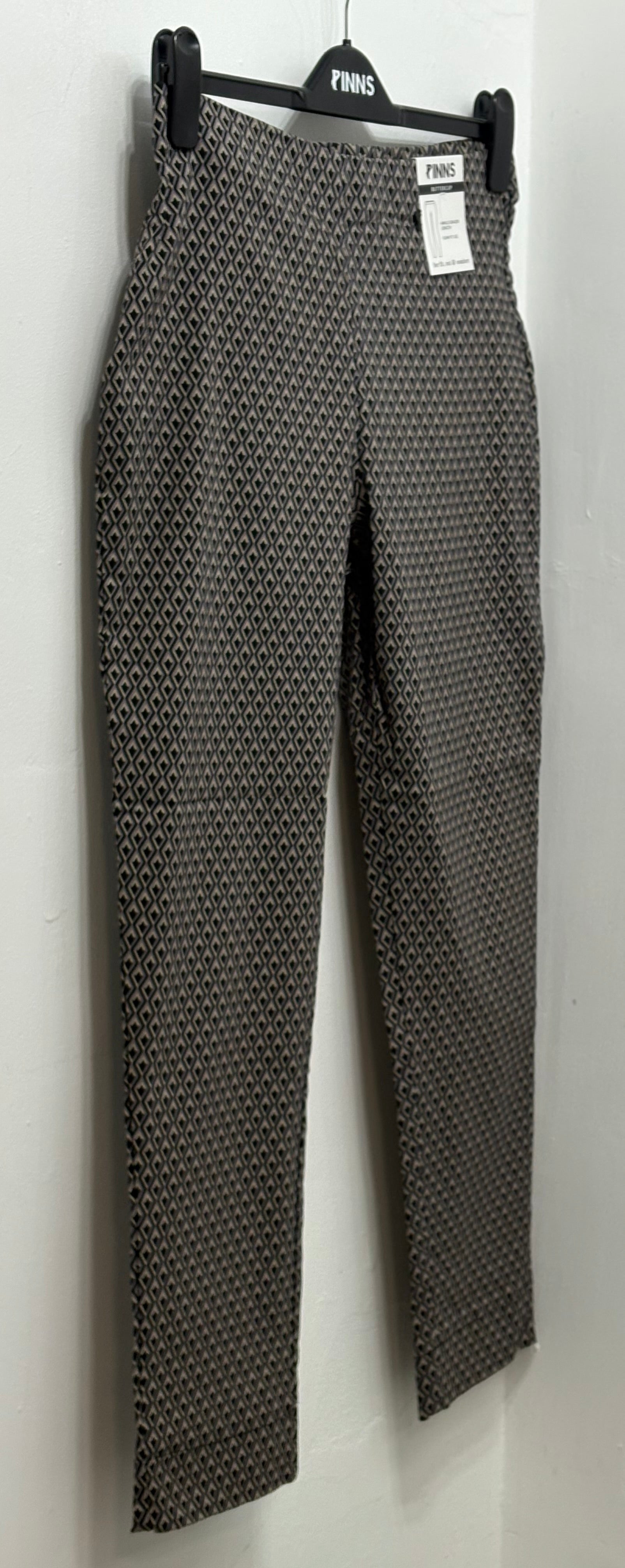 302CT Taupe Geometric Ankle Grazer Trouser
