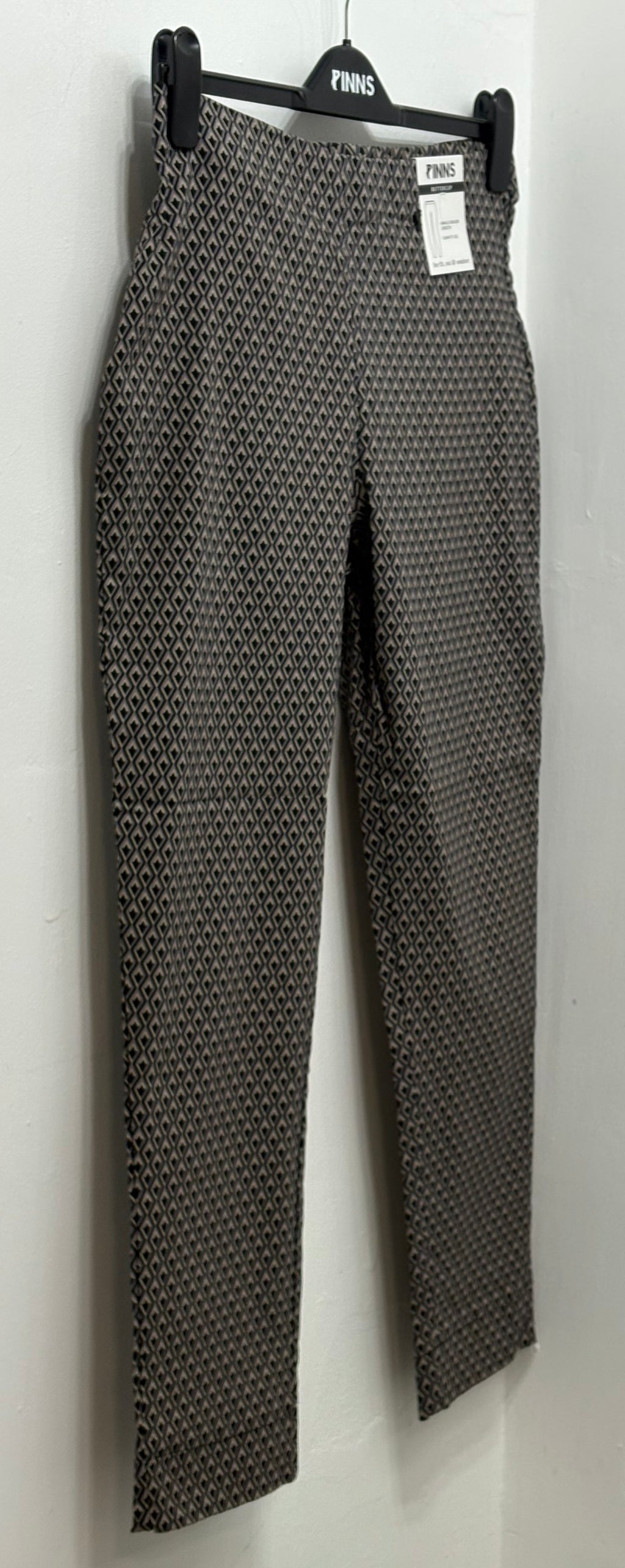 302CT Taupe Geometric Ankle Grazer Trouser