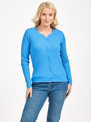 577 CABLE-KNIT BUTTON CARDIGAN