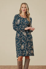 Malana Dress Lacey Print-Deepest Teal