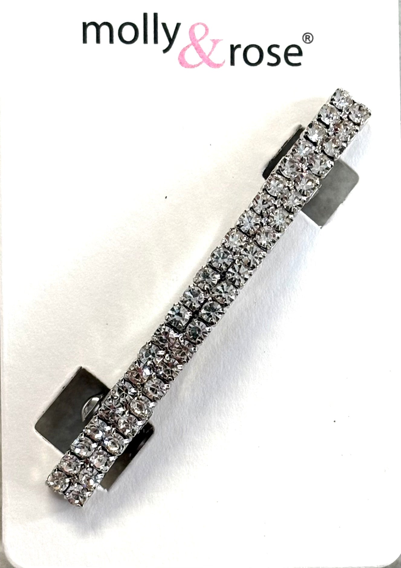 SH6794 Double Row Crystal Barrette Hair Clip