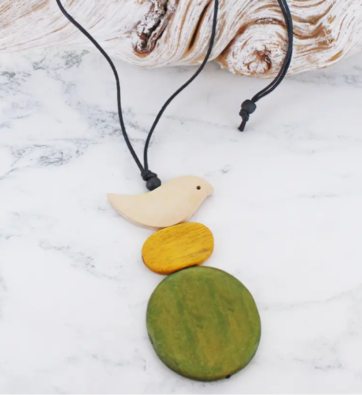 ED912 WOODEN BIRD NECKLACE