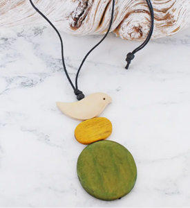ED912 WOODEN BIRD NECKLACE